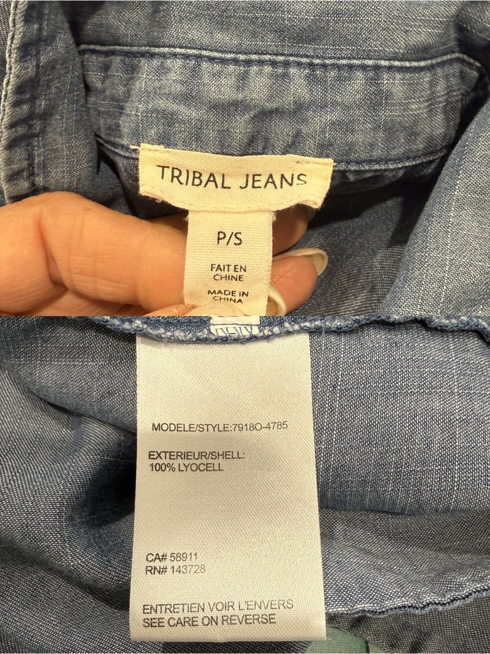 Tribal Jeans Lyocell Chambray Tiered Shirt Dress P/S Small - Picture 7 of 7